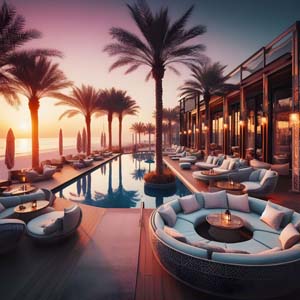 Beach club with swimming pool