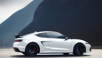 White sports car with a beautiful view