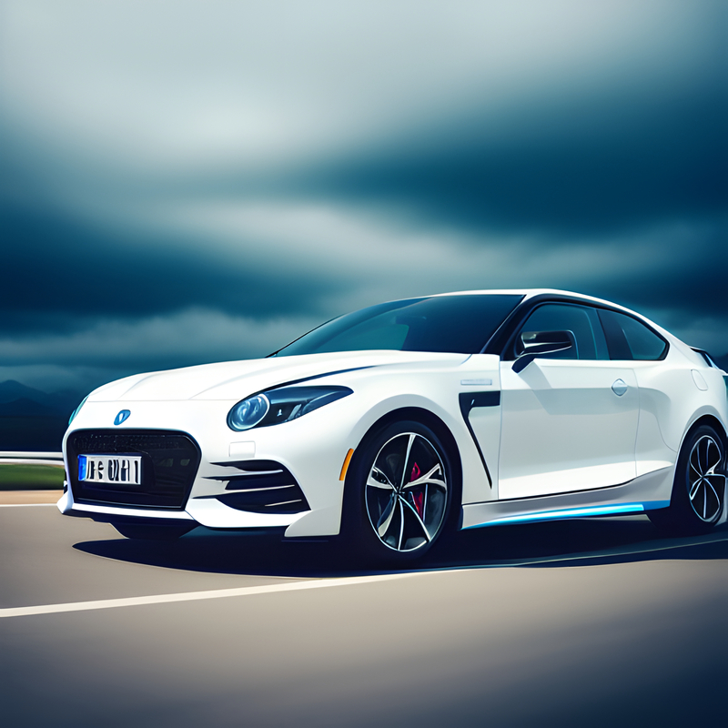 White sports car on the road