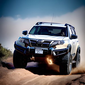 White Offroad Car on Sandy Road