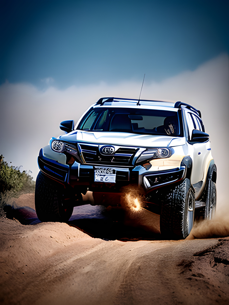 White offroad car on sandy road