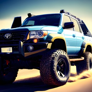 Blue Offroad Car on Sandy Road