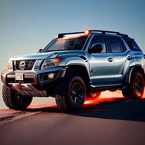 Gray offroad car on sandy road
