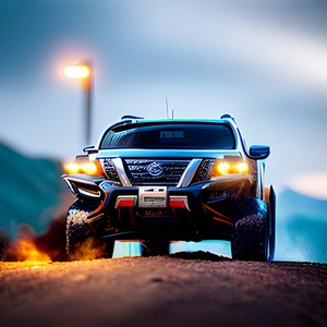 Offroad car on sandy road