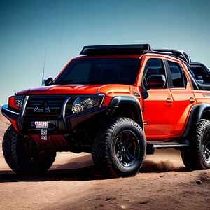 Red offroad car with big tires
