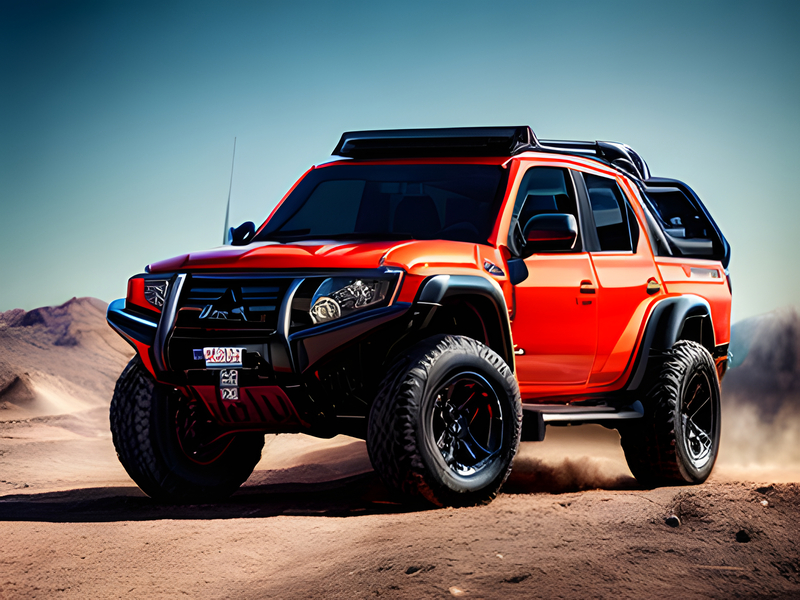 Red offroad car with big tires