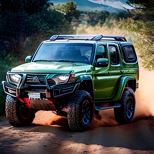 Green offroad car