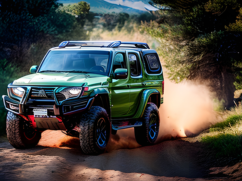 Green offroad car