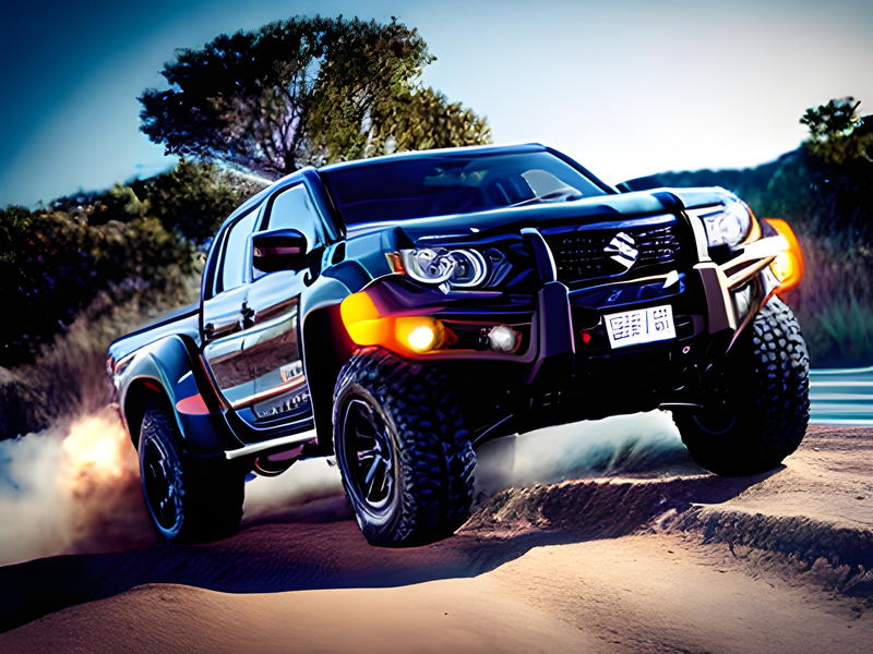 Offroad car climbing the road