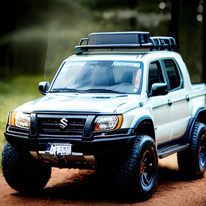 White offroad car with rack on top