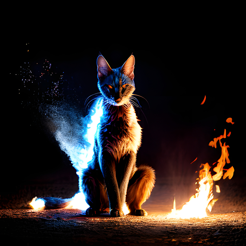 Cat on fire