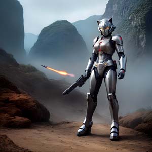 Robot cat in the valley