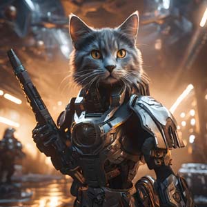 Cats wearing robot armor
