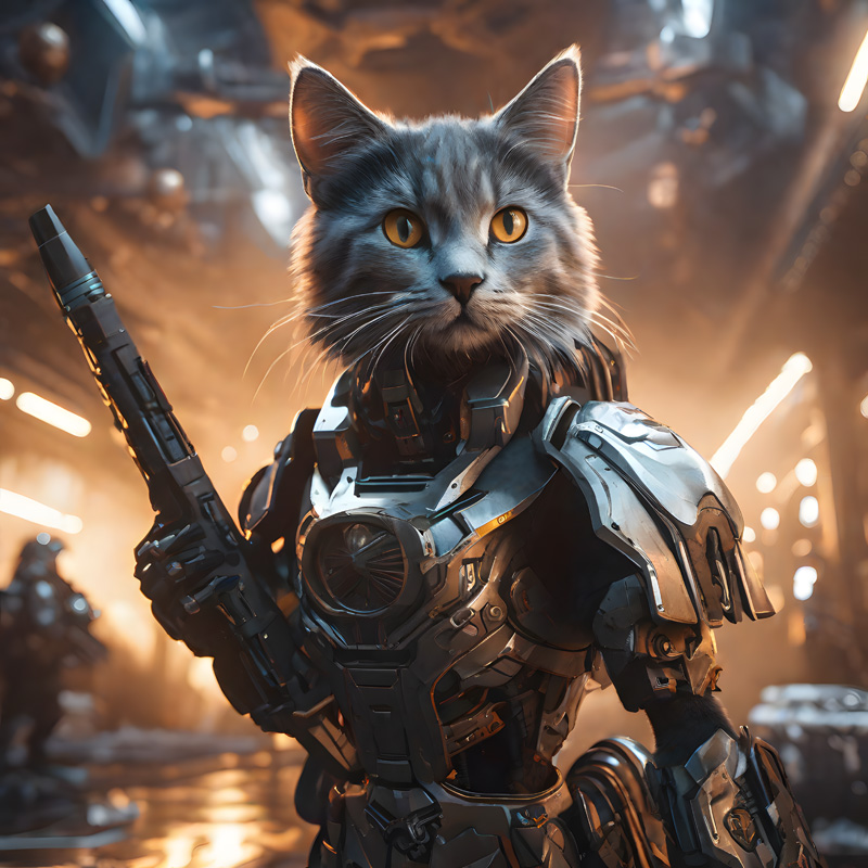 Cats wearing robot armor