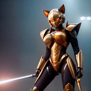 Robot cat and sword