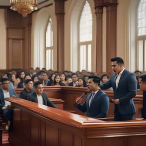 Lawyers presenting their defense