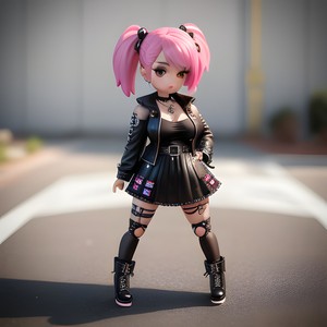 Cute doll with high shoes punk style