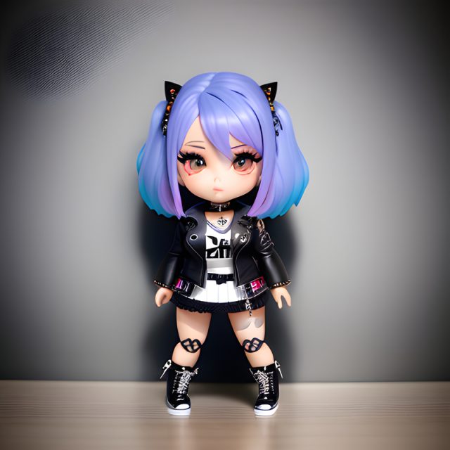 Cute doll with purple hair