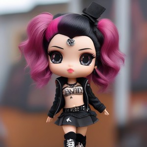 Cute punk-style doll with a small hat