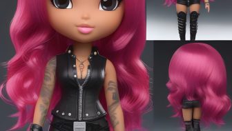 Cute punk-style doll with long hair