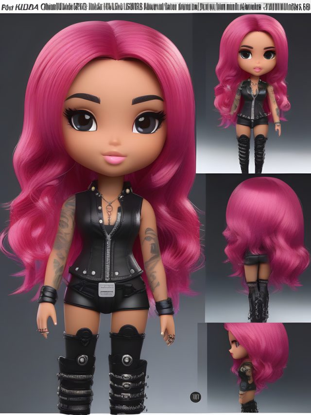 Cute punk-style doll with long hair