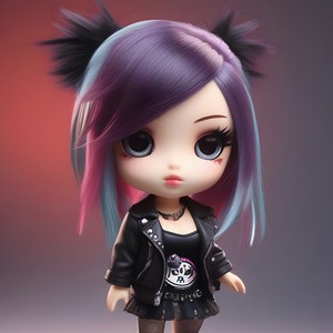 Cute punk-style doll with necklace