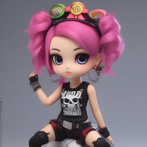 Cute punk-style doll with headband