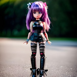 Cute doll with long purple hair