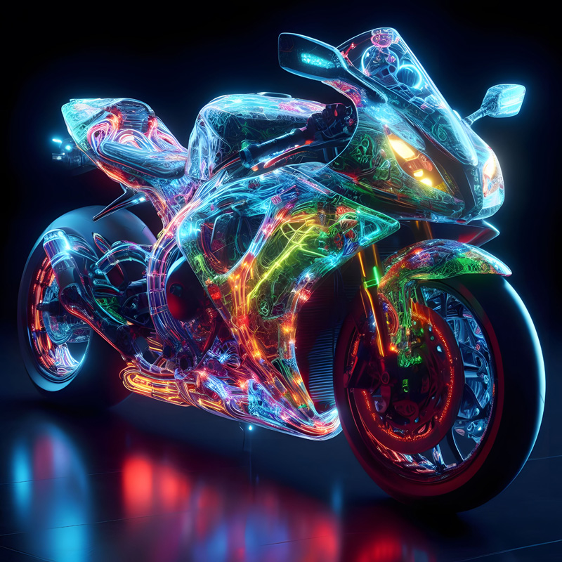Sport motorbike with many colors