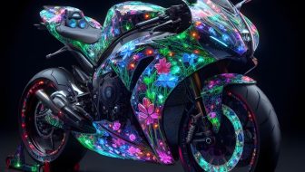 Sport motorbike with flower image