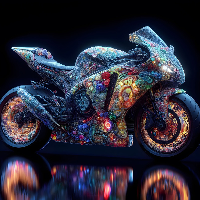 Sport motorbike with full color and engraving