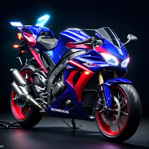 Sport motorbike in blue and red