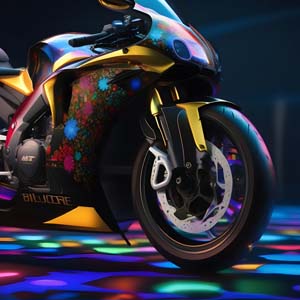 Sport motorbike front tire display