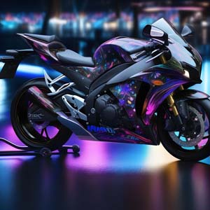 Sport motorbike with added purple color