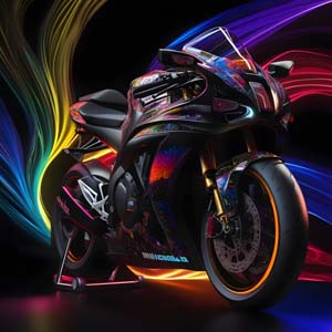 Sport motorbike black and polka-dot mix
