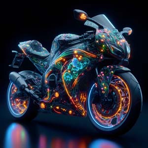 Sport motorbike with orange light
