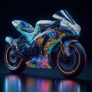 Sport motorbike with luminous stripes