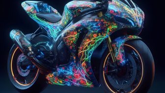 Sport motorbike with luminous stripes