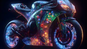 Sport motorbike with luminous alloy wheels