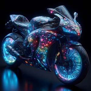 Sport motorbike with many engravings