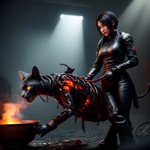 Women with devil cat