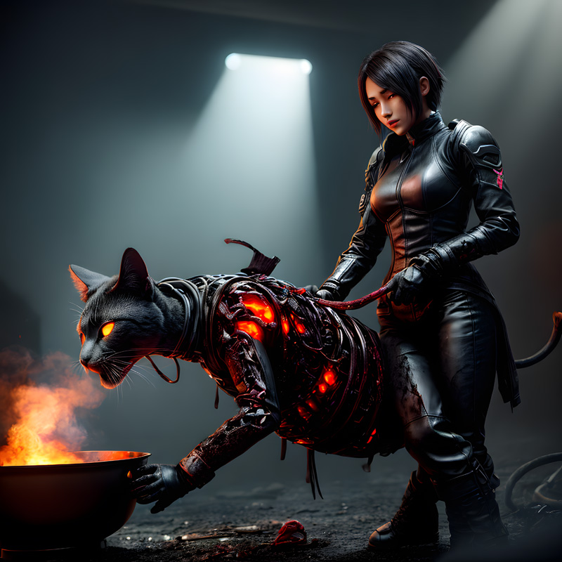 Women with devil cat