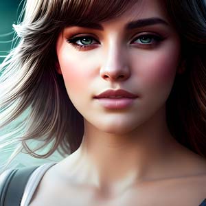 Woman with green eyes
