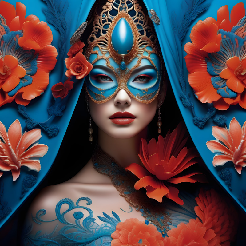 Woman wearing a blue mask
