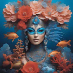 Woman with an underwater-themed decoration