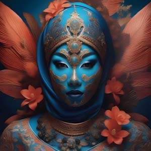 Blue hooded woman