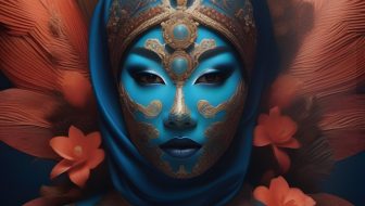 Blue hooded woman