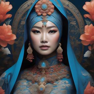 Blue veil woman