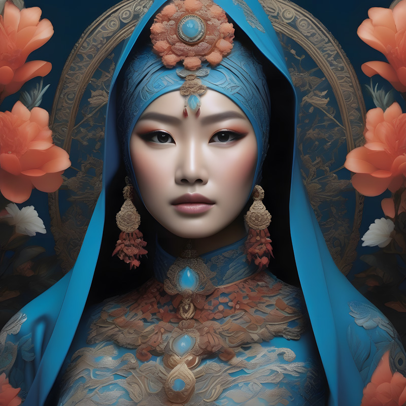 Blue veil woman