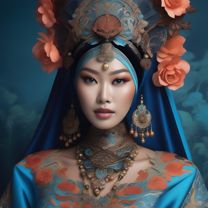Women use flower ornaments